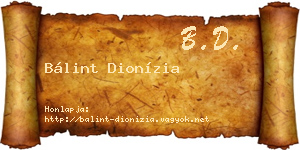 Bálint Dionízia névjegykártya